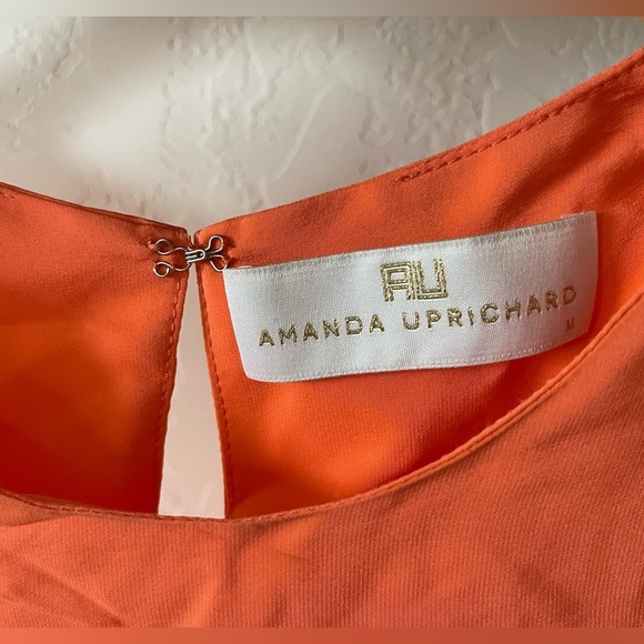 Amanda Uprichard| Neon Coral Silk Dress with Cute Sleeve Details, Size Medium••• - Picture 8 of 13
